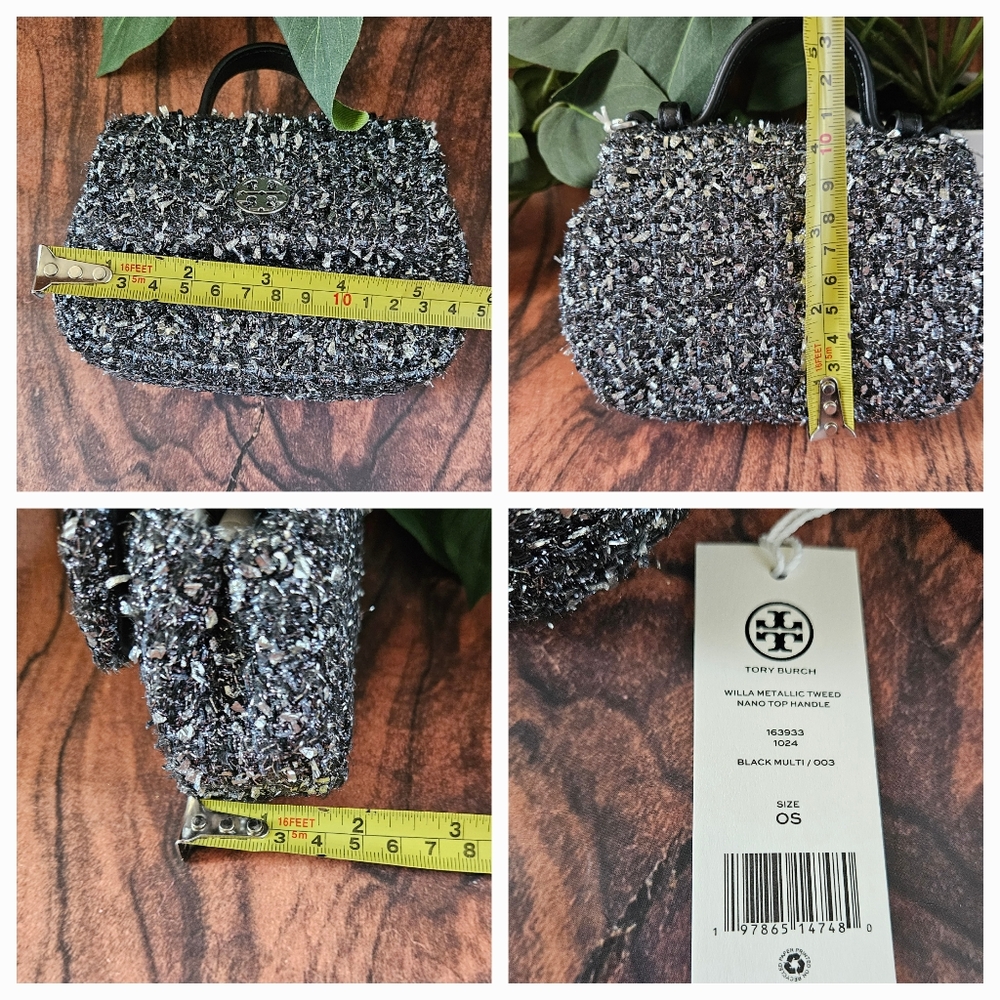 Tory Burch Willa metallic top handle  3 in 1 crossbody nwt nano bag Black multi - Picture 10 of 10